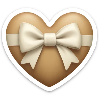 white heart with beige bow sticker