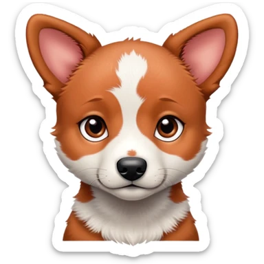 Red heeler puppy with head tilted curiously sticker