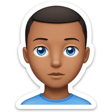 buzz cut black haired boy with blue eyes sticker