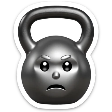 kettlebell with a sad face sticker