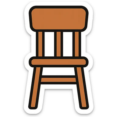 classic wooden chair, chocolate color, minimal design, color outline style sticker