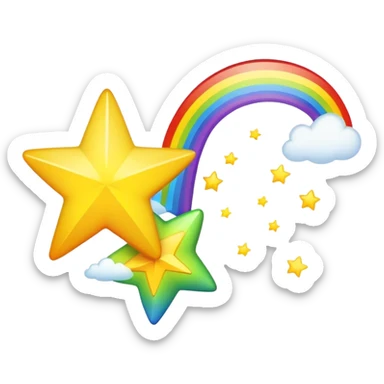 A shooting star with a rainbow behind it with the words, the more you know on top of the rainbow sticker