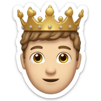 wawy brown hair white boy with a crown sticker