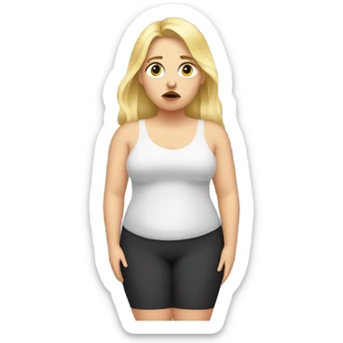 overweight blondie woman at mirror crying sticker