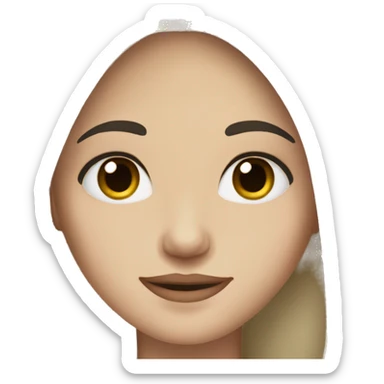 caucasian girl with black hair, brown eyes, black brows, white teeth  sticker