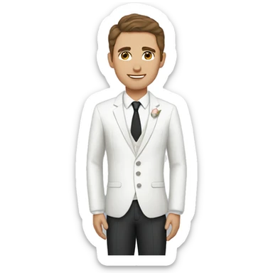 bride brown eyes and brown hair, groom brown hair and blue eyes sticker