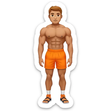 calves muscles male wearing orange shorts sticker