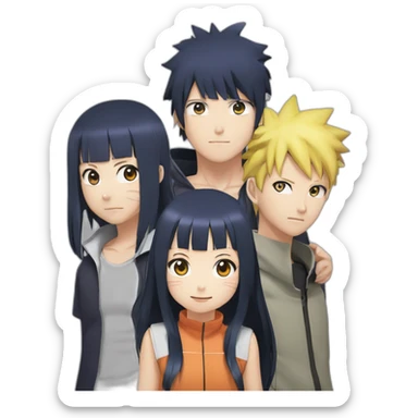 Hinata famille avec boruto,himiwari et naruto sticker