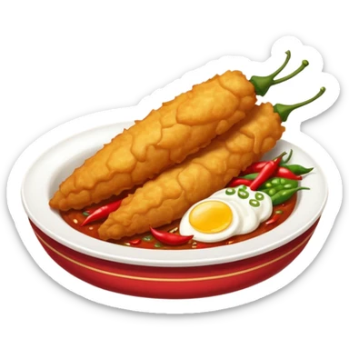 indonesian fried food with chili on the side of the plate sticker