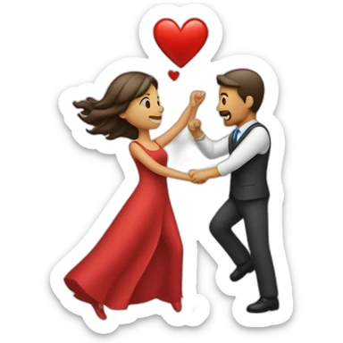 Un hombre y una mujer volando en el emoji de el corte y un corazón sticker