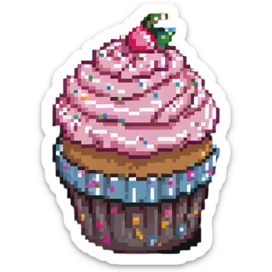 cupcake with pink icing and sprinkles sticker