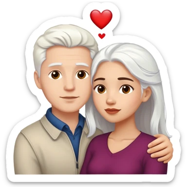 Latin girl and white guy with white hair love sticker