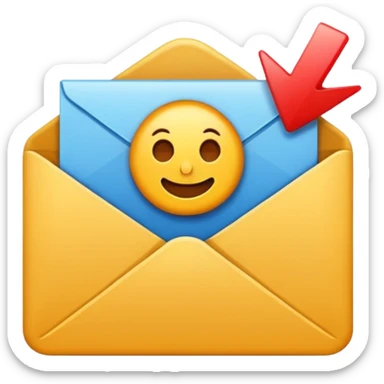 email inbox with checkmark, minimal sticker