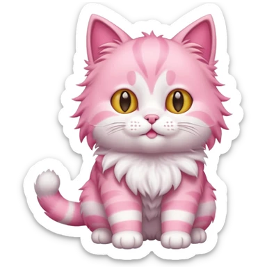 cute pink cat, full body sticker