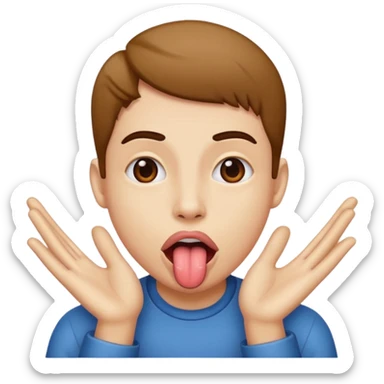 tongue out with hands to the side sticker