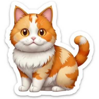 full body calico cat with small head and short but chubby body sticker