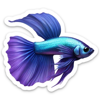 Pretty iridescent long fin betta fish blue and purple facing left realistic sticker