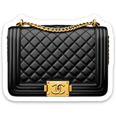 chanel le boy black bag gold hardware sticker