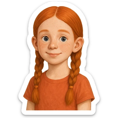 A girl with a prominent feature sticker