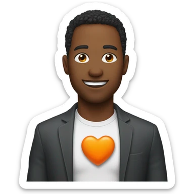 A picture of Jeff Cunningham holding an orange heart sticker