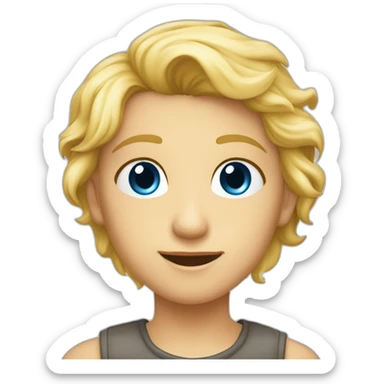 Garçon-blond-yeux-bleus-fille-blonde-yeux-marrons-couple  sticker