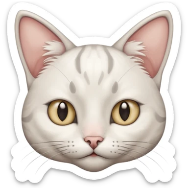 autistic cat that is white with grey ears side eyeing  sticker