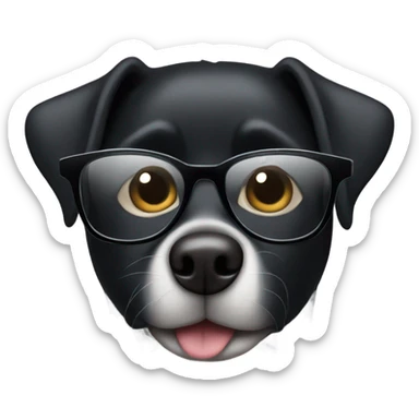Black dog wearing glasses sticker