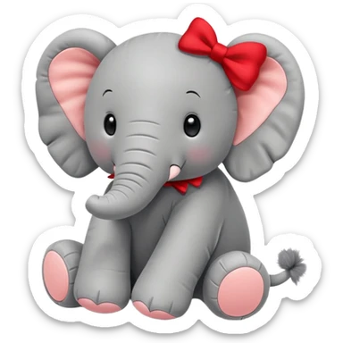 jellycat plush Elephant with red bow sticker