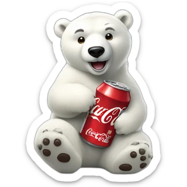 Coca-Cola Polar Bear mascot with the drink sticker
