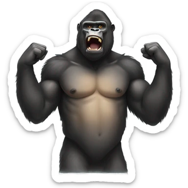 Gorilla beating chest sticker