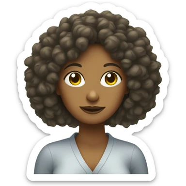 Lady with curly hair holding avocados sticker