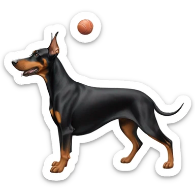 Dobermann playing fetch sticker