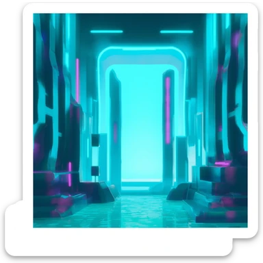 extraterrestrial futuristic otherworldly cyan bioluminescent neon-glowing aesthetic scenery sticker