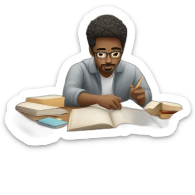 a guys studying sticker