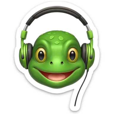 frog png with headphones smiling teeth showing sticker