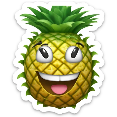 Smiling upside down  pineapple sticker