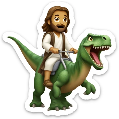 Jesus riding a dinosaur  sticker