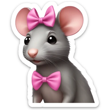 Rat wearing a pink bow sticker