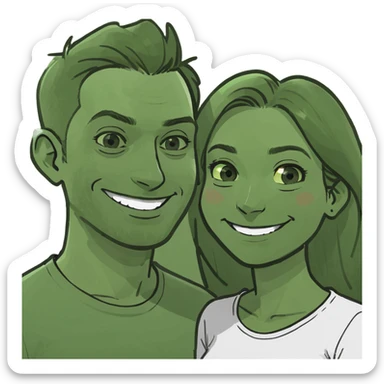 smiling couple in casual attire sticker