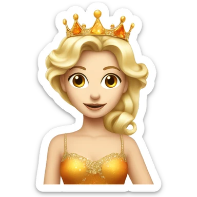 beautiful blond princess with crown in a golden dress drinking aperol sticker