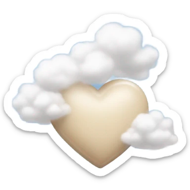 beige heart + cloud sticker