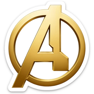 avengers logo gold color with transparent background, the inner circle area should be empty, leaving just the letter solid and the inner outline as well sticker