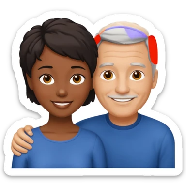 mixte couple black girl  with short hair , dark haired older white man sticker