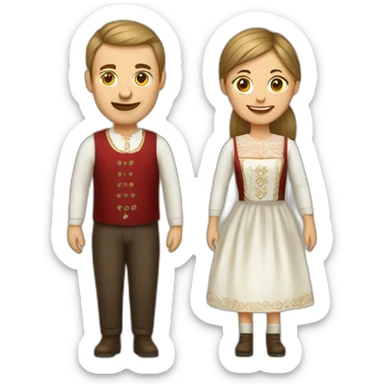 Make a festive tradition latvian man and woman sticker