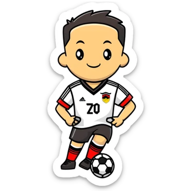 Cartoon German soccer player with jersey sticker