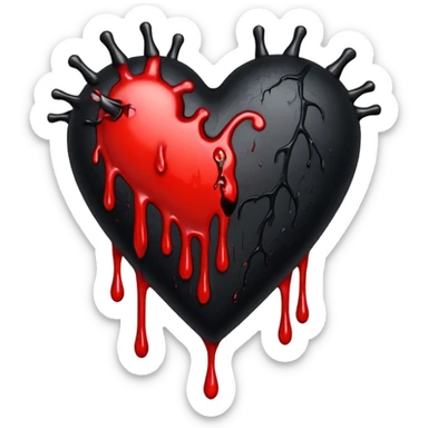 goth heart with a bleeding effect sticker