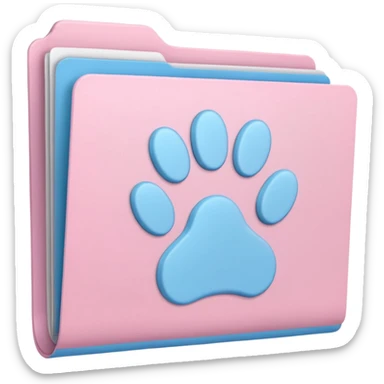 a pastel folder of documents with a pawprint on it sticker