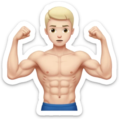 A skinny guy imagines himself getting stronger. sticker