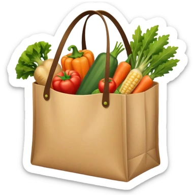 groceries in a bag with vegetables sticker