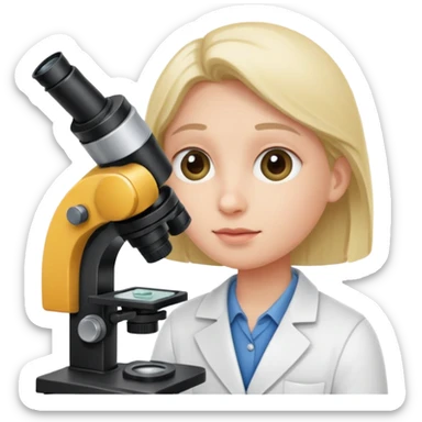 haz un personaje que este mirando  un microscopio, sticker